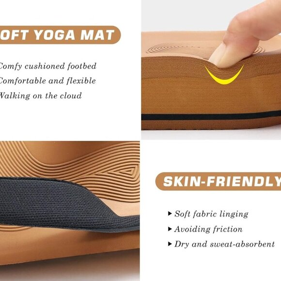 Women Flip Flops Rubber Cotton Wedge Platform Thong Sandals Yoga Mat Sole - Picture 5 of 6